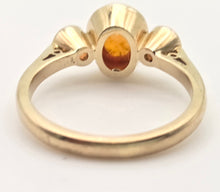 Load image into Gallery viewer, 2241 Vintage: 9ct Gold Bezel Set Orange Citrines Trilogy Ring
