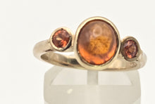 Load image into Gallery viewer, 2241 Vintage: 9ct Gold Bezel Set Orange Citrines Trilogy Ring
