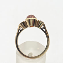 Load image into Gallery viewer, 2241 Vintage: 9ct Gold Bezel Set Orange Citrines Trilogy Ring
