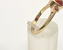 Load image into Gallery viewer, 2241 Vintage: 9ct Gold Bezel Set Orange Citrines Trilogy Ring
