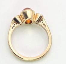 Load image into Gallery viewer, 2241 Vintage: 9ct Gold Bezel Set Orange Citrines Trilogy Ring
