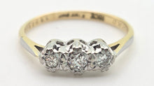 Load image into Gallery viewer, Antique: 18ct Gold  Natural Round Full Cut  Diamonds 3-Stone Ring
