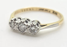 Load image into Gallery viewer, Antique: 18ct Gold  Natural Round Full Cut  Diamonds 3-Stone Ring
