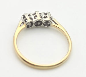 Antique: 18ct Gold  Natural Round Full Cut  Diamonds 3-Stone Ring