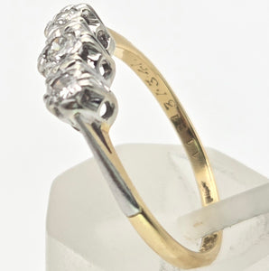 Antique: 18ct Gold  Natural Round Full Cut  Diamonds 3-Stone Ring