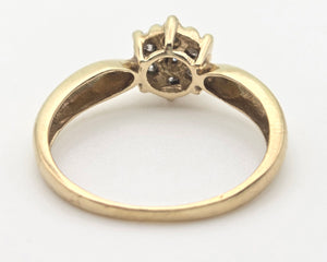 2264 Vintage: Petite 9ct Gold  Natural Diamonds Star Cluster Ring