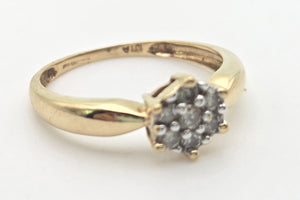 2264 Vintage: Petite 9ct Gold  Natural Diamonds Star Cluster Ring
