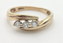 Load image into Gallery viewer, 2267 Vintage: 9ct Gold Round Full Cut Natural Diamond&#39;s Cross-Over Ring
