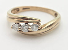 Load image into Gallery viewer, 2267 Vintage: 9ct Gold Round Full Cut Natural Diamond&#39;s Cross-Over Ring
