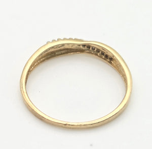 2268 Vintage: Petite 9ct Gold Natural Diamonds Cross-Over Stacker Ring