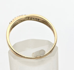 2268 Vintage: Petite 9ct Gold Natural Diamonds Cross-Over Stacker Ring