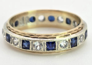 Vintage: 9ct Gold 11 Cornflower Blue Sapphires White Sapphires Eternity Ring- From 1974