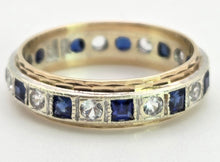 Load image into Gallery viewer, Vintage: 9ct Gold 11 Cornflower Blue Sapphires White Sapphires Eternity Ring- From 1974
