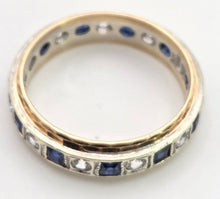 Load image into Gallery viewer, Vintage: 9ct Gold 11 Cornflower Blue Sapphires White Sapphires Eternity Ring- From 1974

