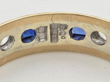 Load image into Gallery viewer, Vintage: 9ct Gold 11 Cornflower Blue Sapphires White Sapphires Eternity Ring- From 1974
