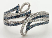Cargar imagen en el visor de la galería, 1795 14ct White Gold Blue &amp; White Natural Diamonds Crossover Ring
