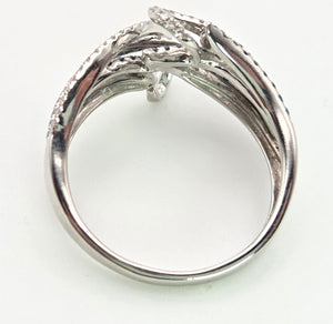 1795 14ct White Gold Blue & White Natural Diamonds Crossover Ring