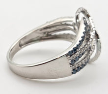 Cargar imagen en el visor de la galería, 1795 14ct White Gold Blue &amp; White Natural Diamonds Crossover Ring
