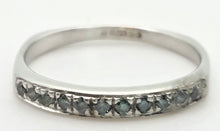 Cargar imagen en el visor de la galería, 1838 Vintage: 9ct White Gold 11 Blue Natural Diamonds Stacker/Half-Eternity Ring
