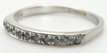 Cargar imagen en el visor de la galería, 1838 Vintage: 9ct White Gold 11 Blue Natural Diamonds Stacker/Half-Eternity Ring

