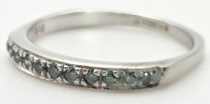 1838 Vintage: 9ct White Gold 11 Blue Natural Diamonds Stacker/Half-Eternity Ring