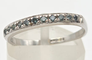 1838 Vintage: 9ct White Gold 11 Blue Natural Diamonds Stacker/Half-Eternity Ring