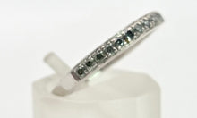 Cargar imagen en el visor de la galería, 1838 Vintage: 9ct White Gold 11 Blue Natural Diamonds Stacker/Half-Eternity Ring
