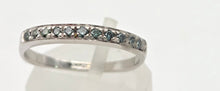 Cargar imagen en el visor de la galería, 1838 Vintage: 9ct White Gold 11 Blue Natural Diamonds Stacker/Half-Eternity Ring
