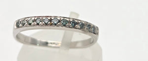 1838 Vintage: 9ct White Gold 11 Blue Natural Diamonds Stacker/Half-Eternity Ring