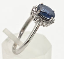 Load image into Gallery viewer, 1886 Vintage: Petite 18ct White Gold  Blue Sapphire 18 Diamonds Dress Ring
