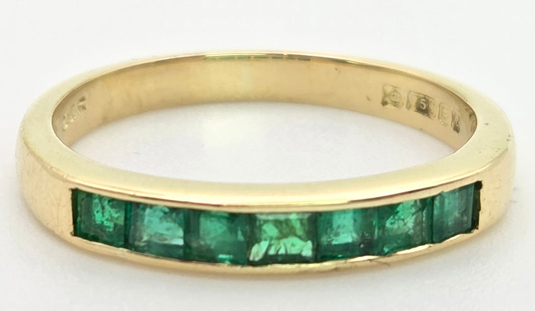 2155 18ct Gold 7 Emerald Cut Emeralds Stacker/Half Eternity Ring