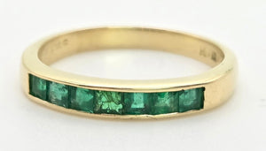 2155 18ct Gold 7 Emerald Cut Emeralds Stacker/Half Eternity Ring
