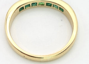 2155 18ct Gold 7 Emerald Cut Emeralds Stacker/Half Eternity Ring