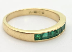 2155 18ct Gold 7 Emerald Cut Emeralds Stacker/Half Eternity Ring