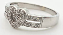 Load image into Gallery viewer, 2159 Vintage: 9ct White Gold natural Diamonds Heart- Shaped Dress Ring
