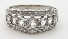 Cargar imagen en el visor de la galería, 2171 Vintage: 9ct White Gold Pink Morganites 24 Natural Diamonds Openwork Ring
