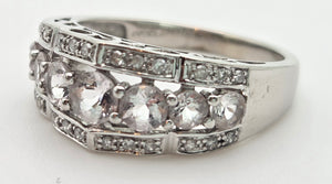 2171 Vintage: 9ct White Gold Pink Morganites 24 Natural Diamonds Openwork Ring