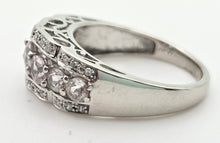 Cargar imagen en el visor de la galería, 2171 Vintage: 9ct White Gold Pink Morganites 24 Natural Diamonds Openwork Ring
