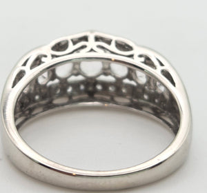 2171 Vintage: 9ct White Gold Pink Morganites 24 Natural Diamonds Openwork Ring