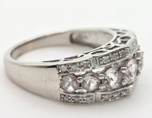 Cargar imagen en el visor de la galería, 2171 Vintage: 9ct White Gold Pink Morganites 24 Natural Diamonds Openwork Ring
