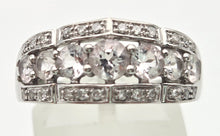 Cargar imagen en el visor de la galería, 2171 Vintage: 9ct White Gold Pink Morganites 24 Natural Diamonds Openwork Ring
