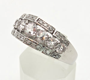 2171 Vintage: 9ct White Gold Pink Morganites 24 Natural Diamonds Openwork Ring