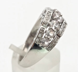 2171 Vintage: 9ct White Gold Pink Morganites 24 Natural Diamonds Openwork Ring