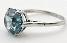 Load image into Gallery viewer, platinum Round Faceted Cut Blue Zircon Single Stone Ring

