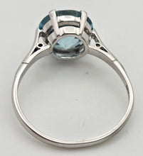 Load image into Gallery viewer, platinum Round Faceted Cut Blue Zircon Single Stone Ring
