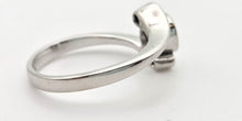 Load image into Gallery viewer, 2204 Vintage: 18ct White Gold Blue Sapphire Diamond Bypass Ring
