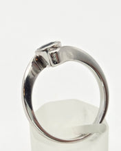 Load image into Gallery viewer, 2204 Vintage: 18ct White Gold Blue Sapphire Diamond Bypass Ring

