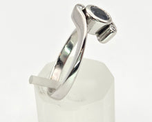 Load image into Gallery viewer, 2204 Vintage: 18ct White Gold Blue Sapphire Diamond Bypass Ring
