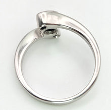 Load image into Gallery viewer, 2204 Vintage: 18ct White Gold Blue Sapphire Diamond Bypass Ring
