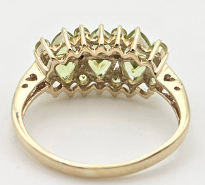 2272 Vintage: 9ct Gold Peridots Natural Diamonds Cluster Ring